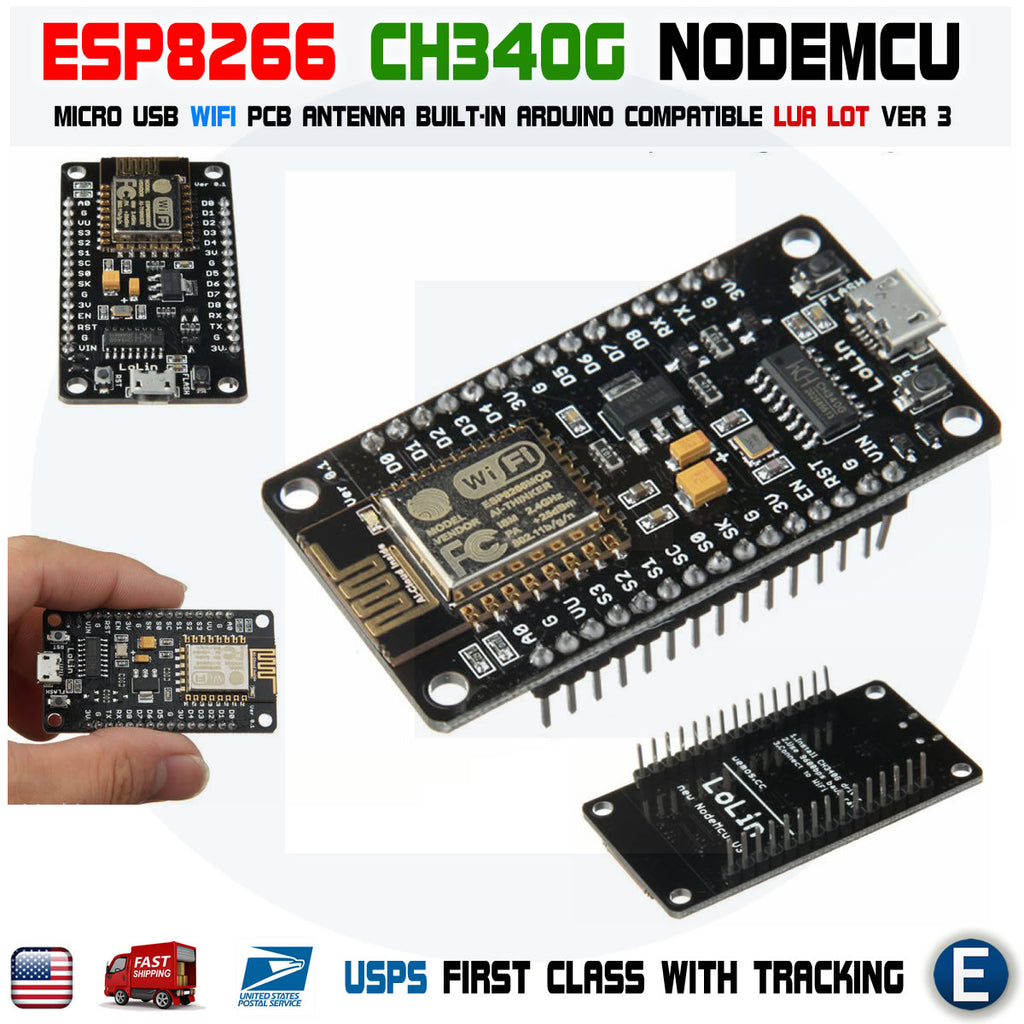 NodeMcu LUA ESP8266 ESP-12E CH340G WiFi Development Board V3 DIY Expan ...