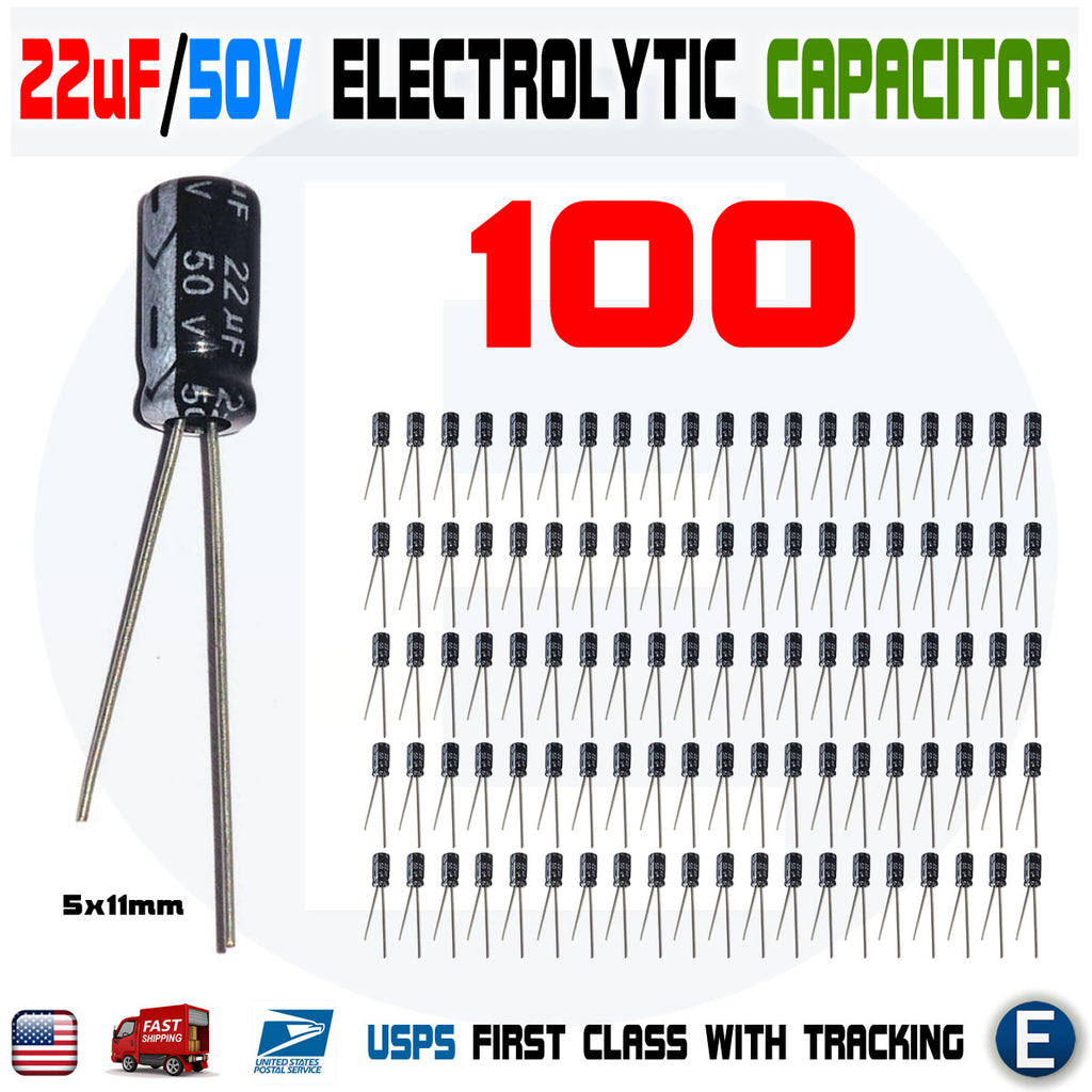 100PCS 22uF 22mF 50V 105C Capacitor Electrolytic 5x11mm for 35V 25V 16V 10V 6.3V