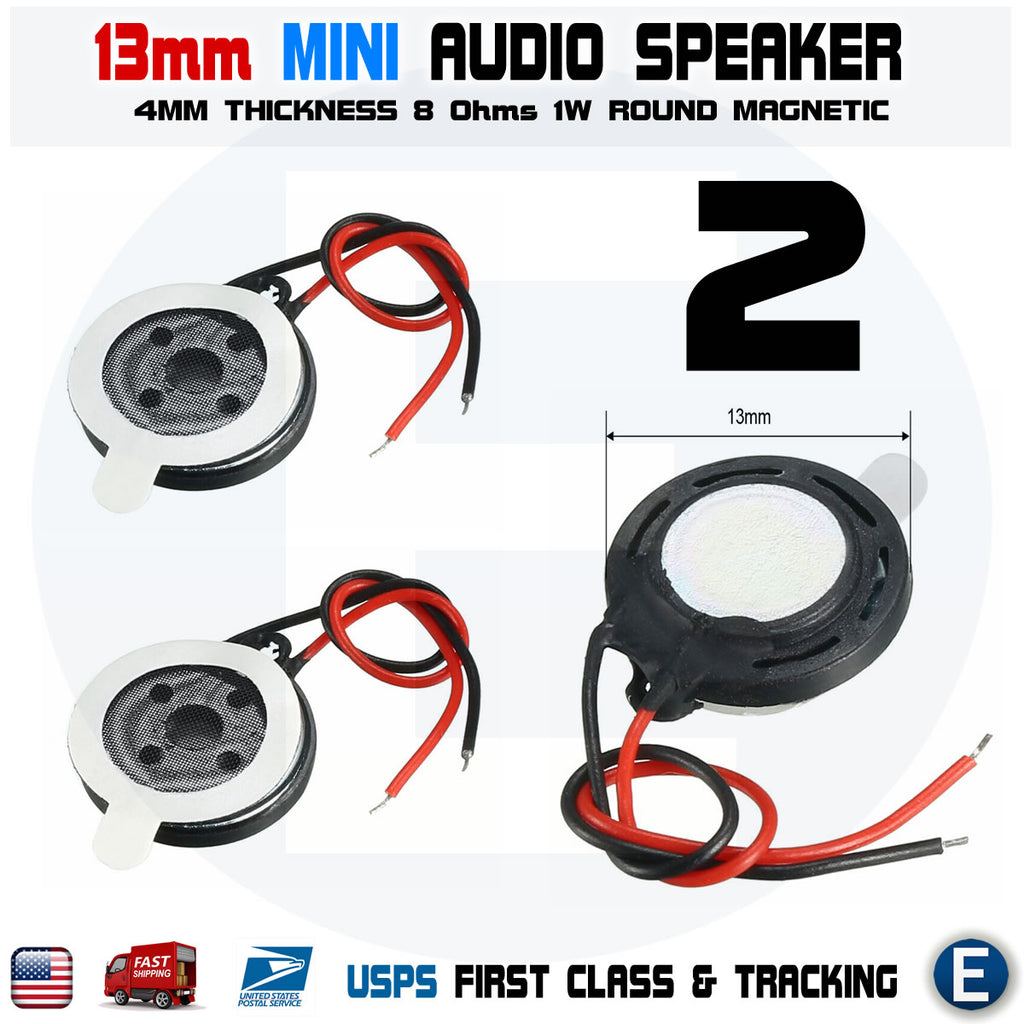 2pcs Speaker 13mm Dia 8 Ohm 1W 2-Wire Mini Micro Audio Magnetic Arduino - eElectronicParts