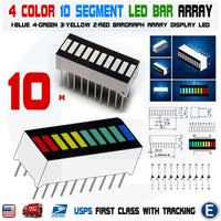 10pcs LM3914 Driver + LED Array 10 Segments LED Bar Display 4 color 1B4G3Y2R - eElectronicParts