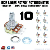 10pcs B10K 10K OHM Linear Taper Rotary Potentiometer 15mm Taper Pot wh148 - eElectronicParts