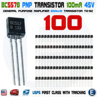 100 x BC557B BC557 Silicon PNP Transistors 45V 100mA 500mW Amplifier TO-92 Case - eElectronicParts