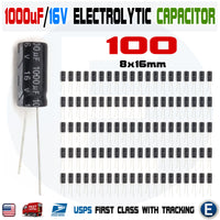 100PCS 1000uF 16V 105C Capacitor Electrolytic 8x16mm for 16V 10V 6.3V Aluminum - eElectronicParts