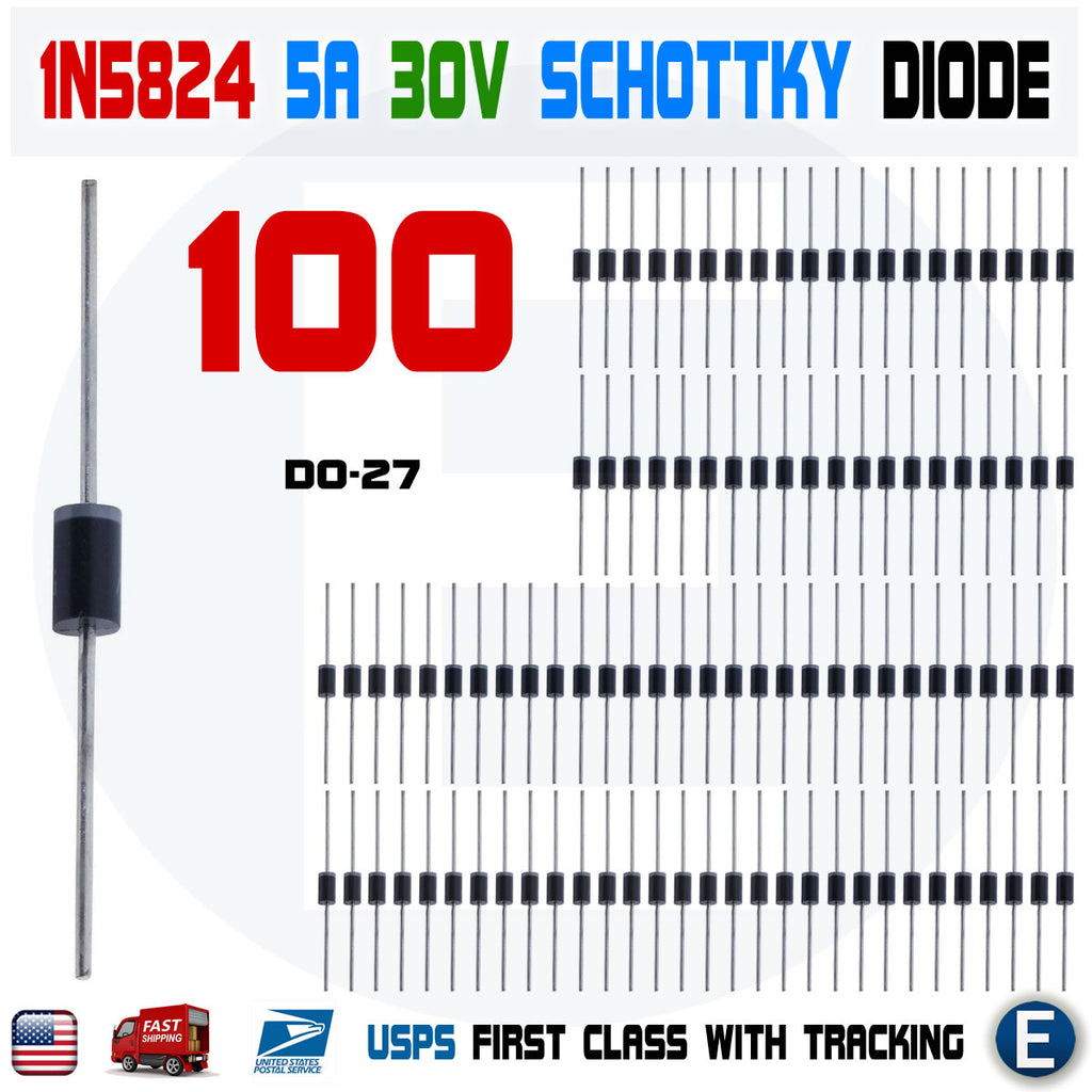 100pcs 1N5824 IN5824 Schottky Rectifier Diode 5A 30V DO-27 - eElectronicParts