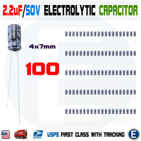 100PCS 2.2uF 50V 105C Capacitor Electrolytic 4x7mm for 50V 25V 16V 10V 6.3V