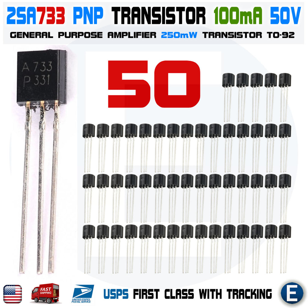 2SA733 2SA733P - A733 Transistor Si-PNP 50V 0.1A 250mW case: TO92 (2 Pcs 2SA733 2SA733P - A733 Transistor Si-PNP 50V 0.1A 250mW case: TO92 (2 Pcs