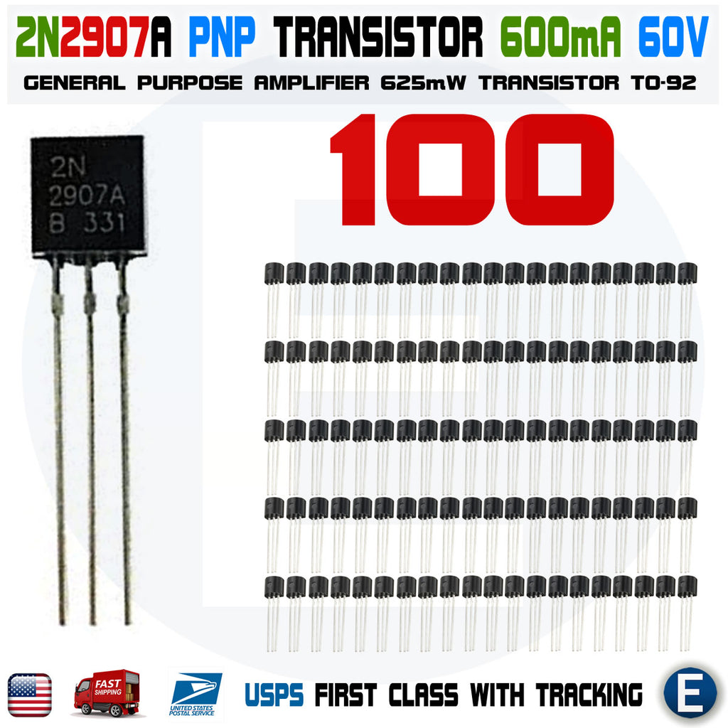 100pcs 2N2907A 2N2907 KSP2907 Transistor PNP 0.6A/60V TO-92 - eElectronicParts