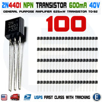 100pcs 2N4401 Transistor General Purpose Small Signal Amplifier NPN Bipolar TO-92 - eElectronicParts