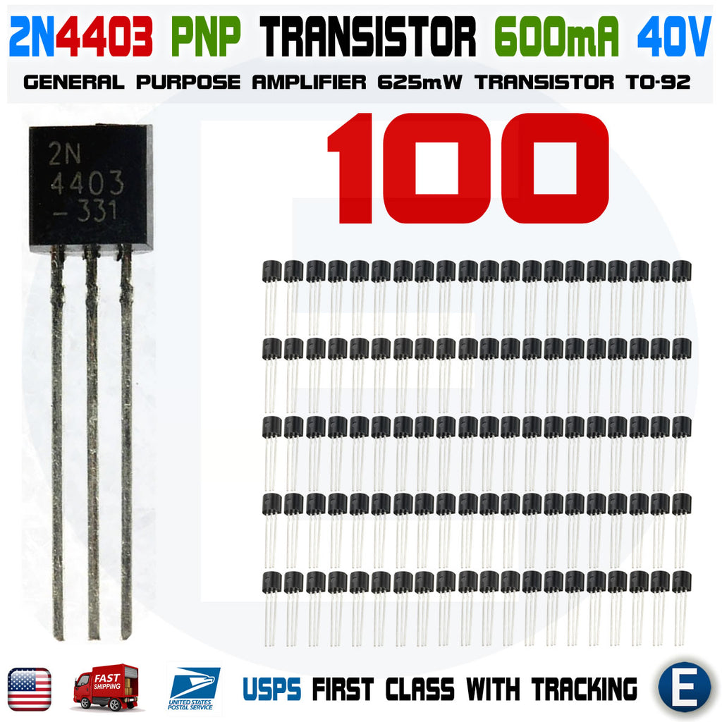 100pcs 2N4403 Transistor General Purpose Small Signal Amplifier PNP Bipolar TO-92 - eElectronicParts
