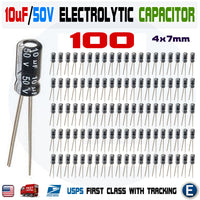100PCS 50V 10UF 10MF Electrolytic Capacitor 4x7mm for 35V 25V 16V 10V 6.3V - eElectronicParts