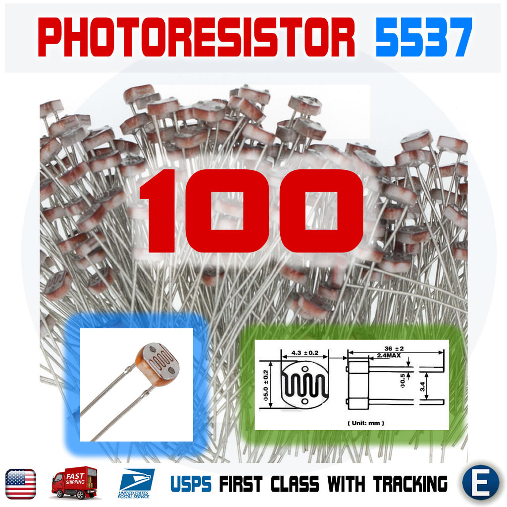 100PCS 5537 5MM 18K-50K Photoresistor Light-Dependent Resistor Sensor GL5537 - eElectronicParts