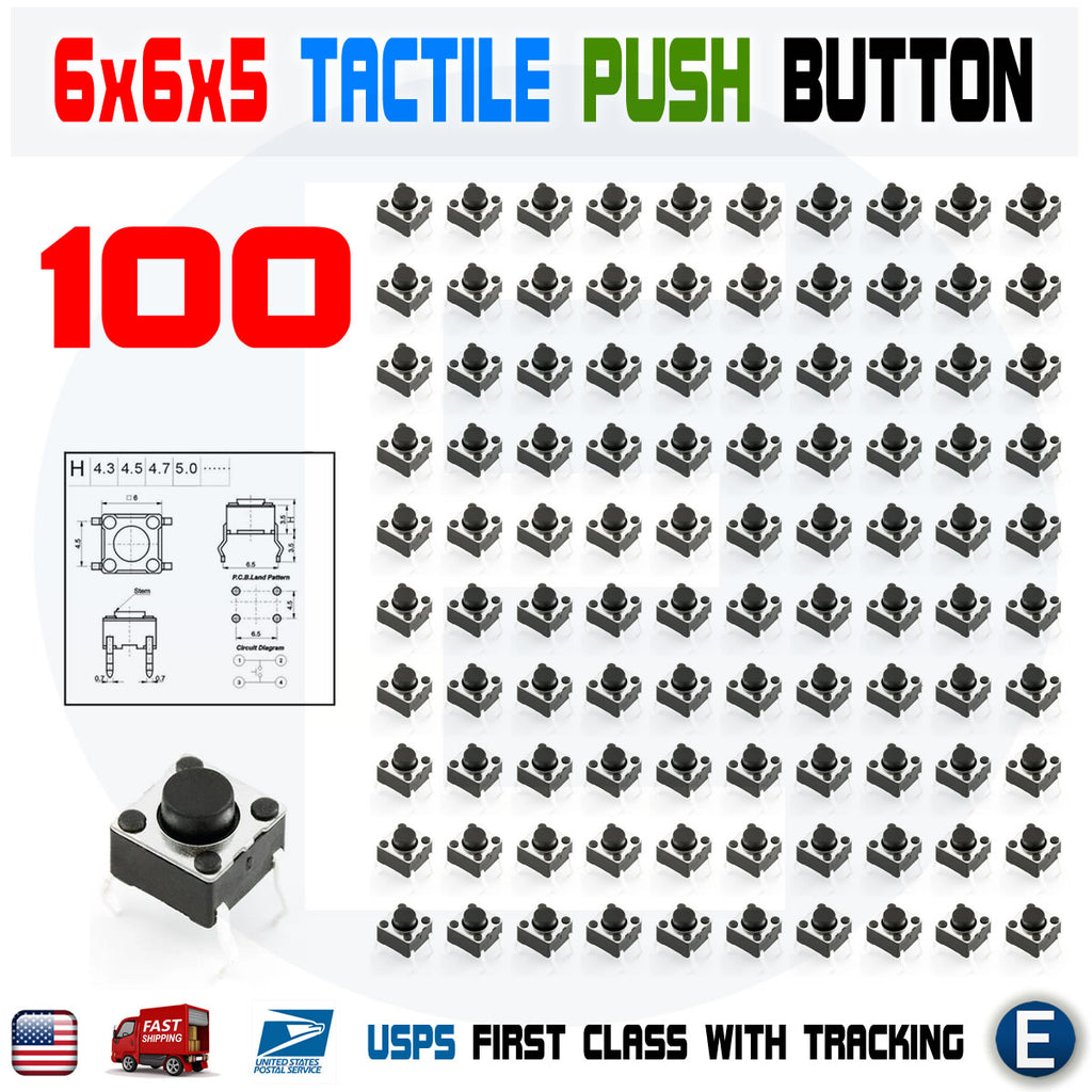 200pcs Tact Button Schalter 6x6x5mm PCB Momentary Tactile Tact Push Button Switch SPST Miniature/Mini/Micro/Small PCB (4 pin 200pcs Tact Button Schalter 6x6x5mm PCB Momentary Tactile Tact Push Button Switch SPST Miniature/Mini/Micro/Small PCB (4 pin