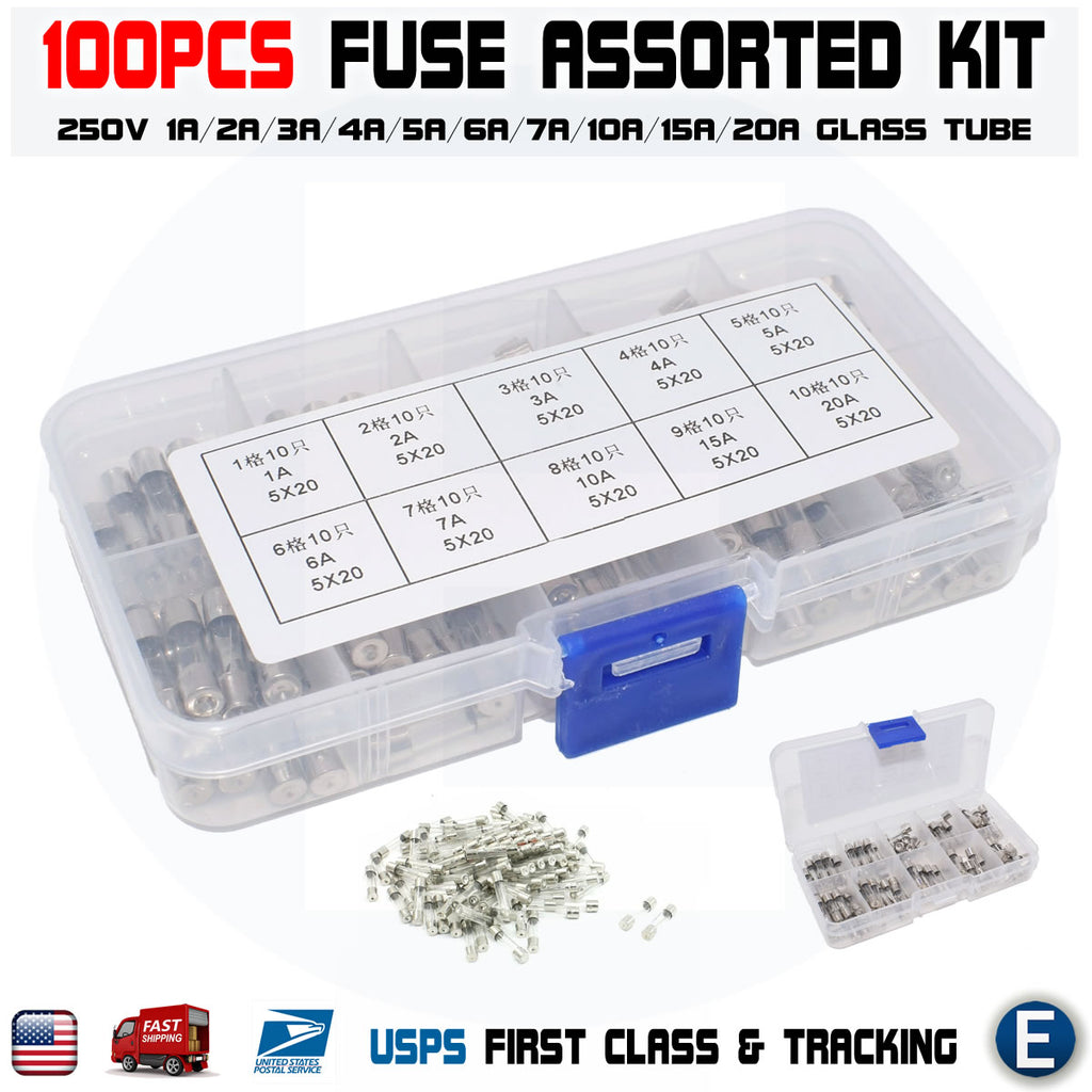 100pcs Set 5x20mm Quick Blow Glass Tube Fuse Assorted Kits Fast-blow G –  eElectronicParts