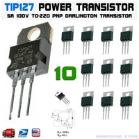 10pcs TIP127 Power Transistor 5A 100V PNP Darlington TO-220 ST - eElectronicParts