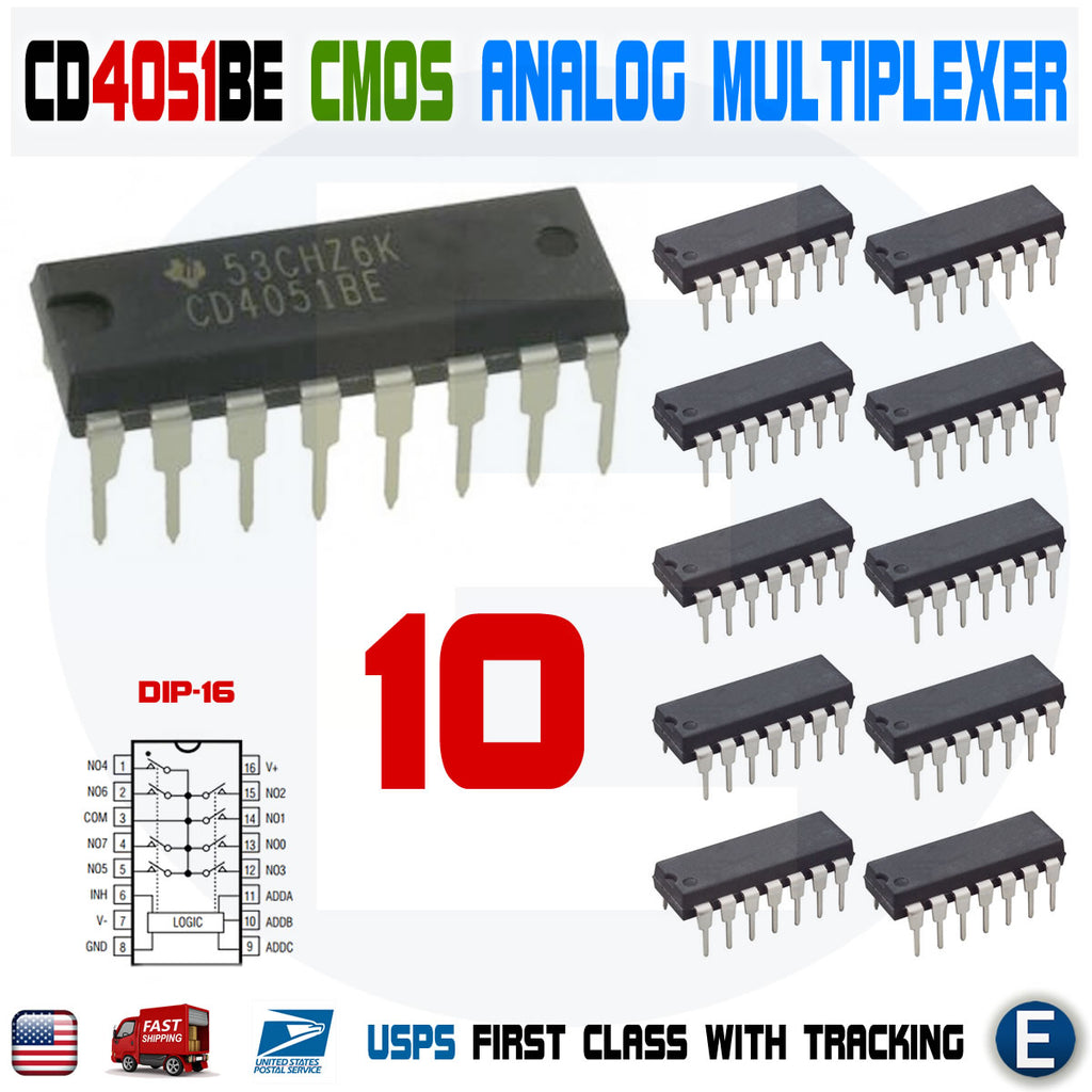 10pcs CD4051 CMOS Analog Multiplexer IC 4051 CD4051BE DIP-16 CD4051B - eElectronicParts