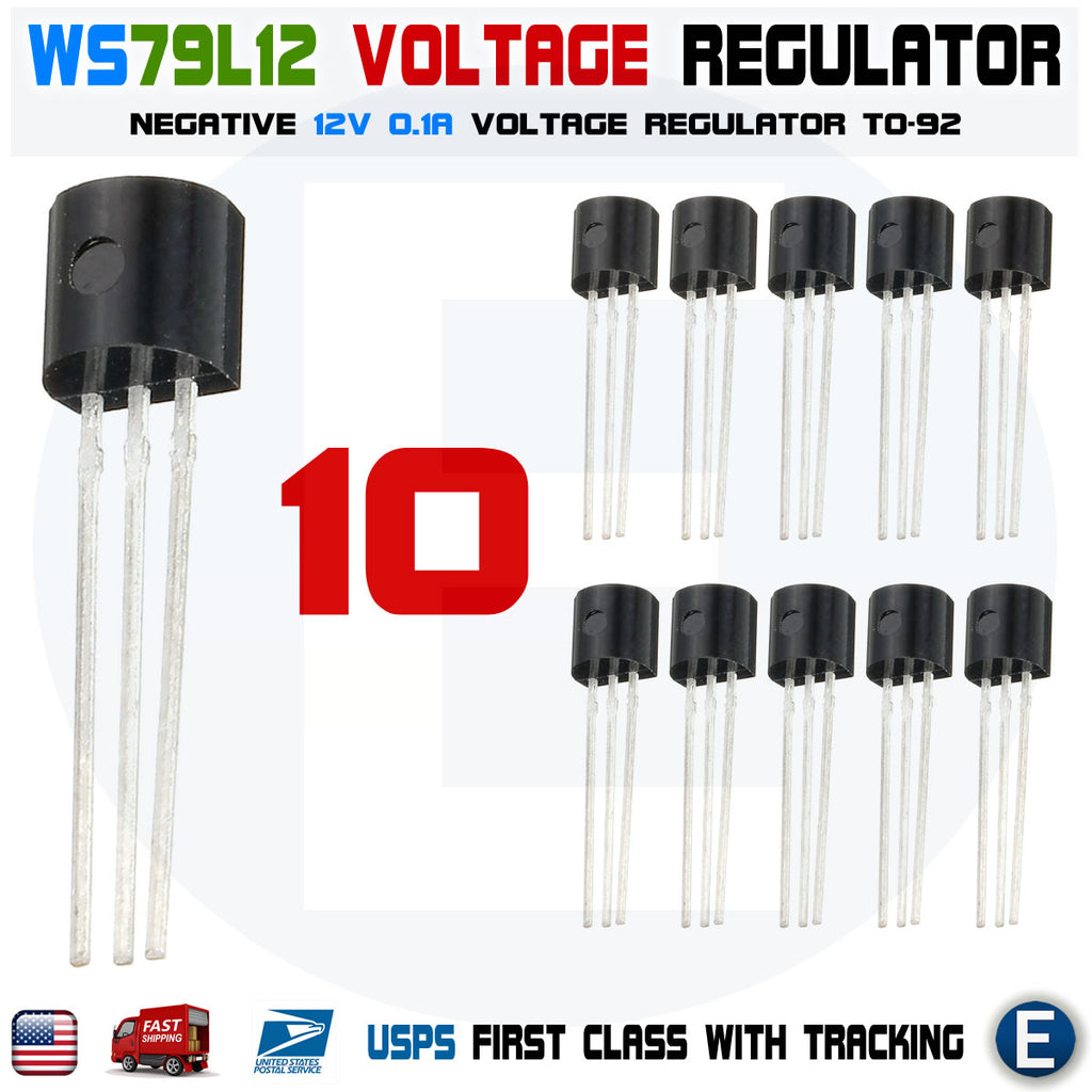 10pc WS79L12 Voltage Regulator IC LM79L12 79L12 TO-92 -12V 100mA 0.1A - eElectronicParts