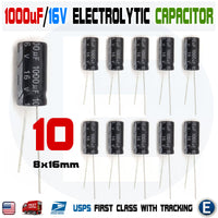 10PCS 1000uF 16V 105C Capacitor Electrolytic 8x16mm for 16V 10V 6.3V Aluminum - eElectronicParts