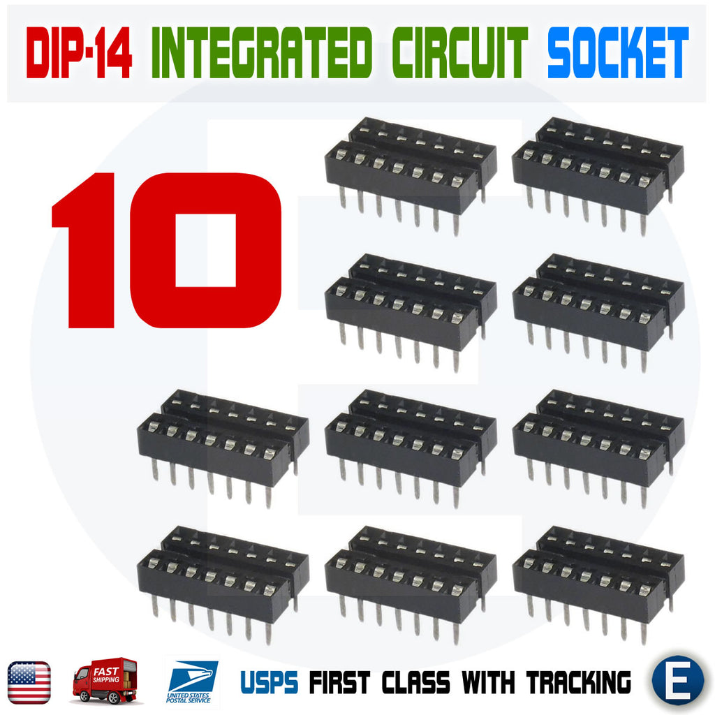 10PCS 14 Pin DIP14 Sockets Adaptor Solder Type IC Connector - eElectronicParts