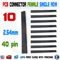 10pcs 2.54mm 40 Pin Straight Female Single Row Pin Header Strip PCB Connector - eElectronicParts