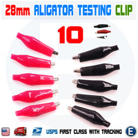 10pcs 28mm Crocodile Alligator Testing Clip Clamp Connector Insulated Red & Black