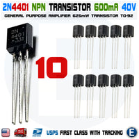 10pcs 2N4401 Transistor General Purpose Small Signal Amplifier NPN Bipolar TO-92 - eElectronicParts