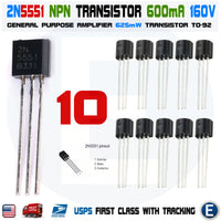 10pcs 2N5551 NPN Transistor 160V 600 mA 0.6A TO-92 Package - eElectronicParts