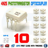 10pcs 4N25 Optocoupler Phototransistor 30V IC dip-6 Arduino Optoisolator EL4N25 White