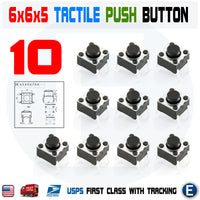 10Pcs 6x6x5mm PCB Momentary Tactile Tact Push Button Switch 4 Pin DIP Micro Mini