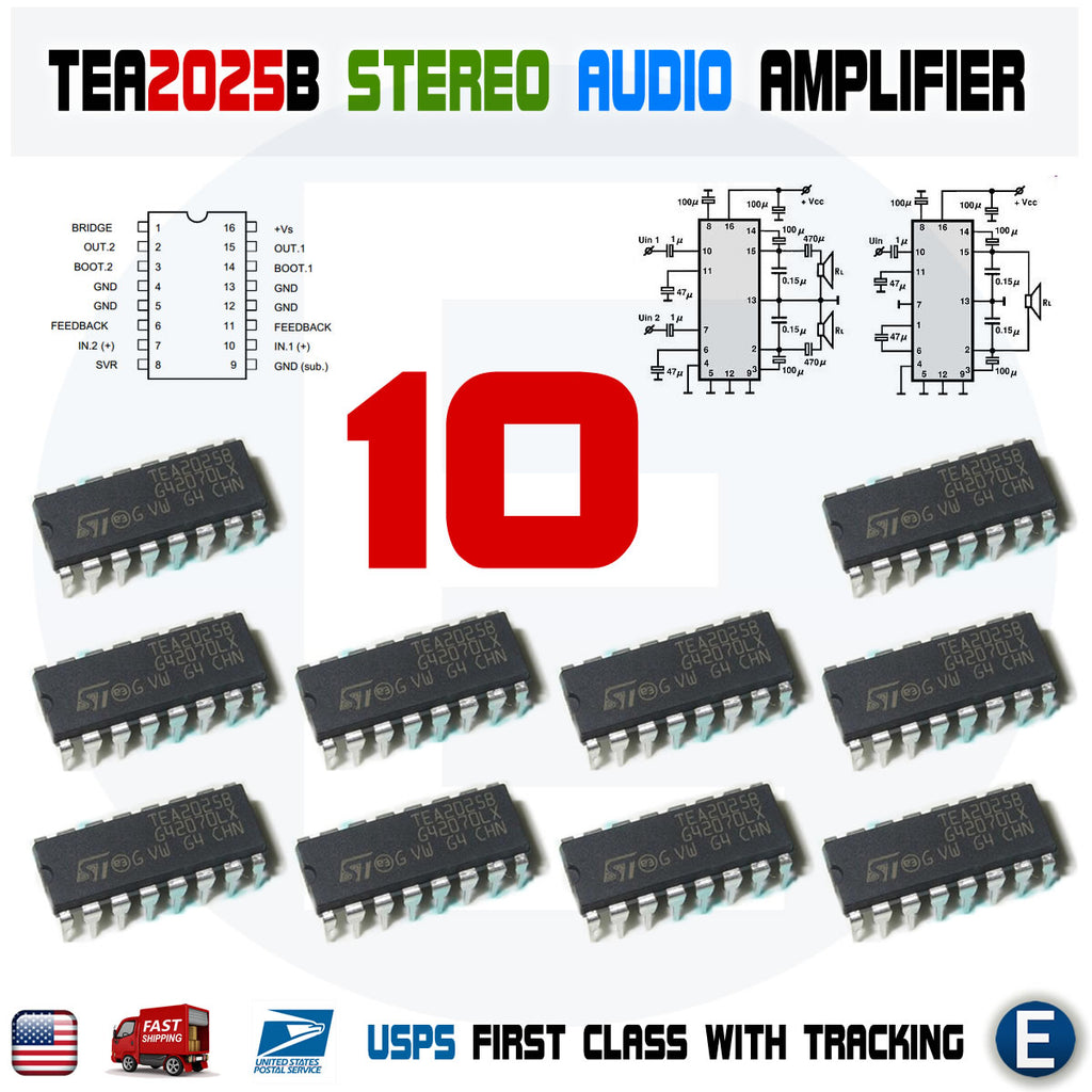 10PCS TEA2025B New ST Integrated Circuit Audio Amplifier TEA2025 Dip-16