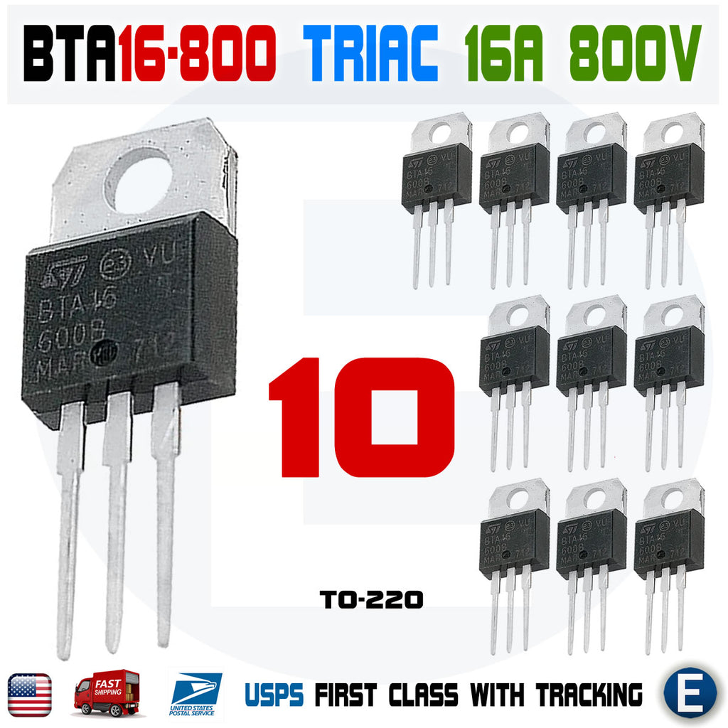 10PCS BTA16-800B Thyristor Triac 800V 16A TO-220 BTA16-800 ...