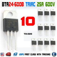 10pcs BTA24-600 TRIAC Thyristor 25A 600V ST BTA24-600B TO-220