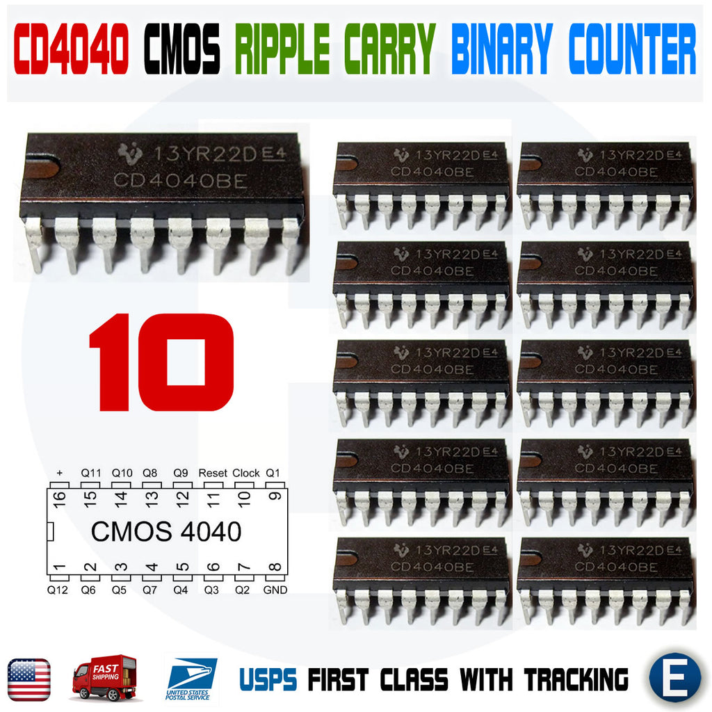 10PCS CD4040 4040 Ripple-Carry CMOS 12-Stage Binary Counter/Divider IC - eElectronicParts