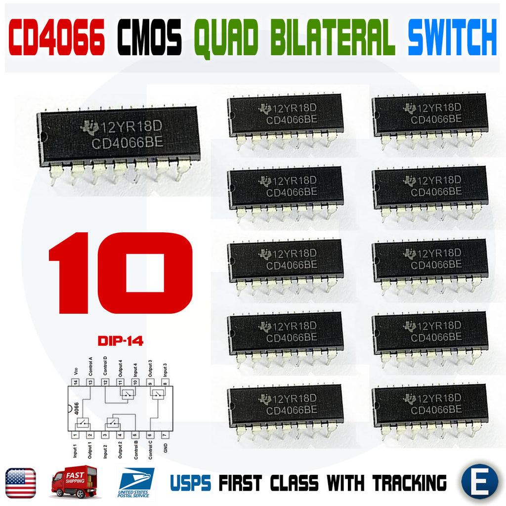10PCS CD4066BE CD4066 CMOS QUAD BILATERAL SWITCH Dip-14 IC - eElectronicParts