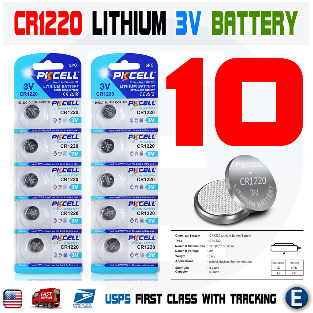 10pcs CR1220 1220 3V Li-ion Battery Lithium Button Cell Long Lasting B –  eElectronicParts