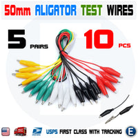 10Pcs Double Ended Alligator Clips Test Lead Jumper Wire 50cm 5 Colors 5 Pairs Crocodile Clamps