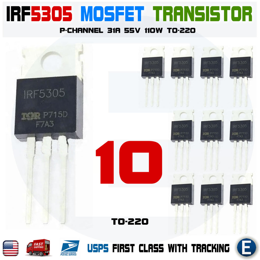 10PCS IRF5305 IRF5305PBF Mosfet Transistor P-Channel 31A 55V 110W TO-220 - eElectronicParts
