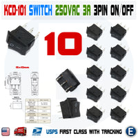 10pcs KCD-101 250VAC 3A Connectors 3pin ON / OFF Rocker Mini Switch Micro Black - eElectronicParts