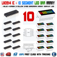10pcs LM3914 Driver + LED Array 10 Segments LED Bar Display 4 color 1B4G3Y2R - eElectronicParts