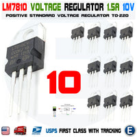10pcs LM7810 L7810CV L7810 ST TO-220 Voltage Regulator 10V 1.5A Linear Positive