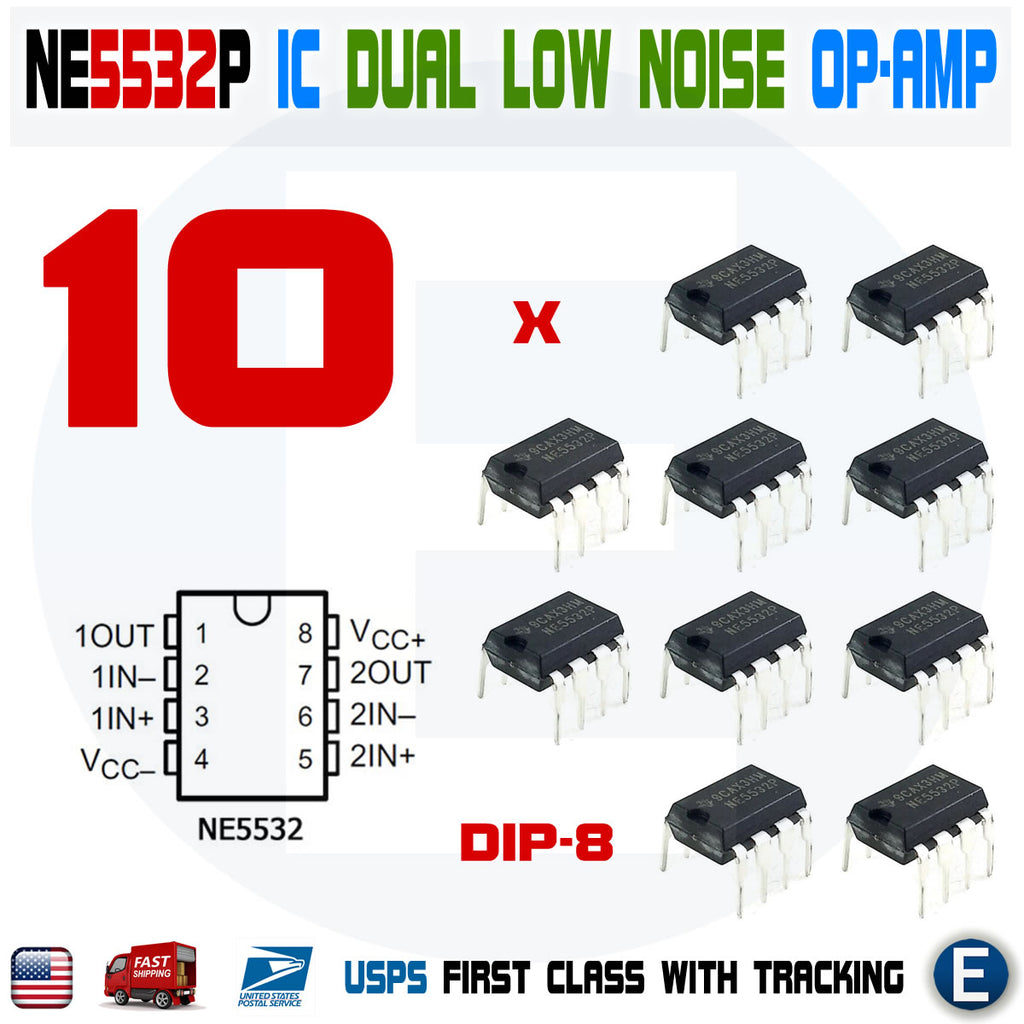 NE5532D Dual Low Noise Op-Amp - 16-Pin SMD, 5-Piece Lot, Signetics Brand