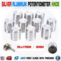 10Pcs Silver Knob Cap Aluminum Alloy Potentiometer Rotary Shaft 15x17mm WH148 - eElectronicParts