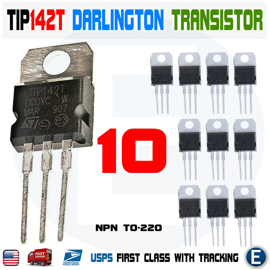 10pcs TIP142T Darlington Transistor NPN 100V 125W 10A TO-220 TIP142