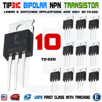 10pcs TIP31C NPN 3A 100V Power Transistor TO-220 Bipolar 40W TIP31 - eElectronicParts
