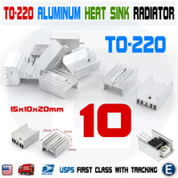 10pcs TO-220 Silver Aluminum Cooling Heat Sink Heatsink Transistor Radiator 15x10x20mm