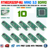 10 x Nano V3.0 Compatible Board ATmega328P-MU for Arduino Micro USB Unsoldered - eElectronicParts