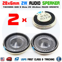2pcs Speaker 28mm Dia 8 Ohm 2W 6mm Mini Micro Audio Magnetic Arduino
