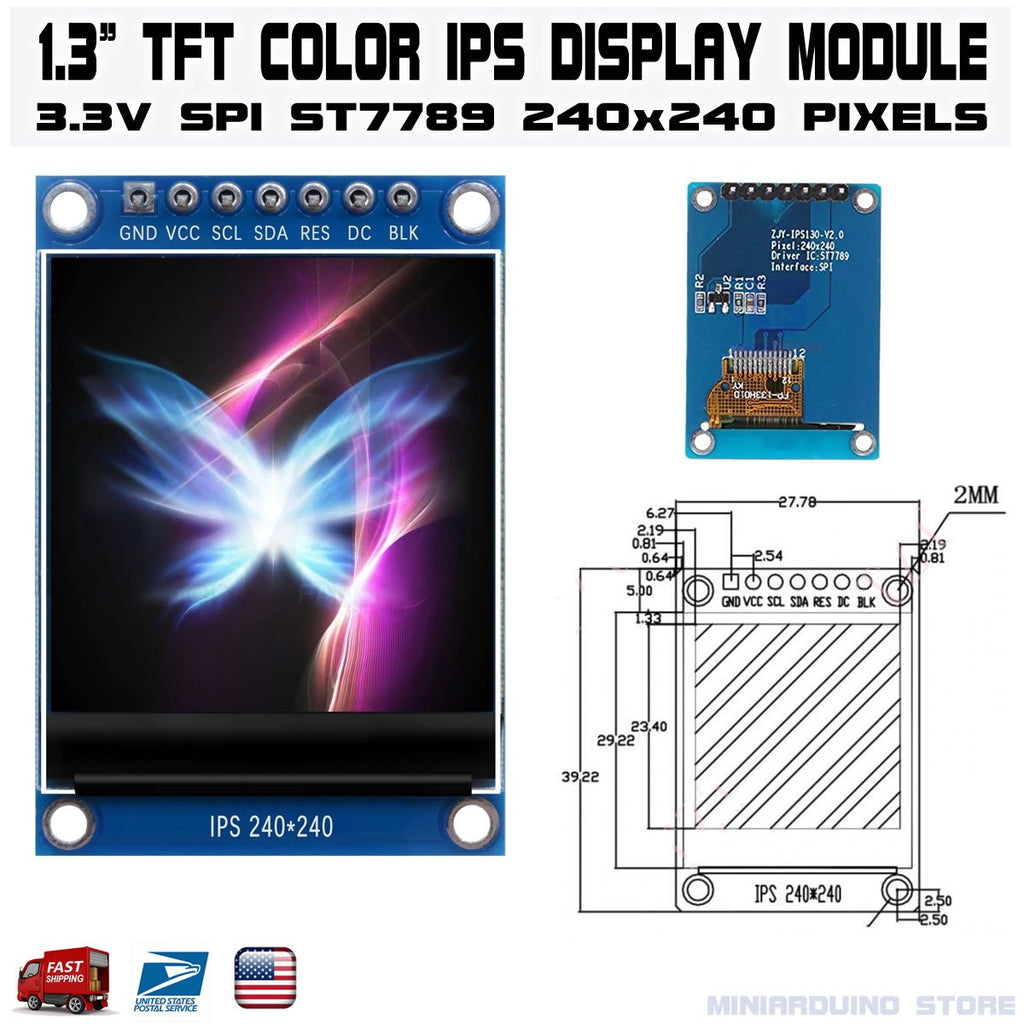 1.3” TFT Color IPS Display Module SPI ST7789 240x240 Arduino LCD - eElectronicParts
