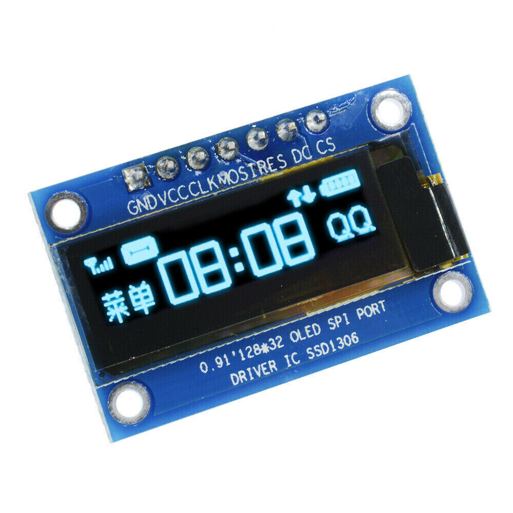 0.91 Inch SPI 128x32 Blue OLED Display Module SSD1306 Driver IC DC 3.3V-5V For Arduino PIC