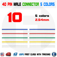 10Pcs 40Pin Male Single Row Straight Strip Pin Header PCB Panel 2.54mm 5 Colors
