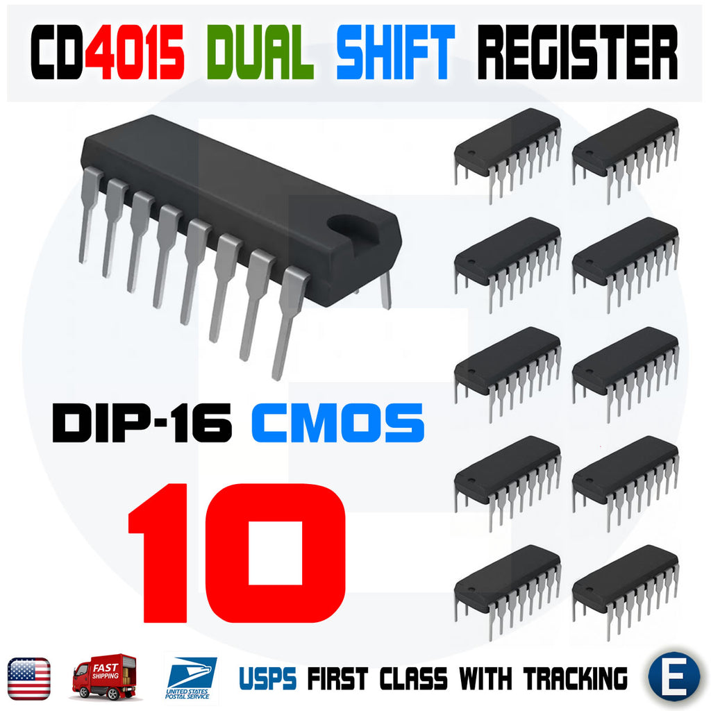 10PCS CD4015BE CD4015 CMOS Dual 4-Stage Static Shift Register DIP-16 IC